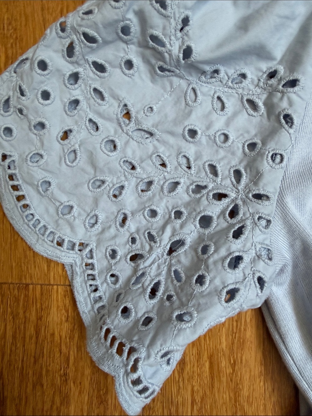 Philosophy Light Blue Gray Eyelet Puff Sleeve Tee - Picture 9 of 9